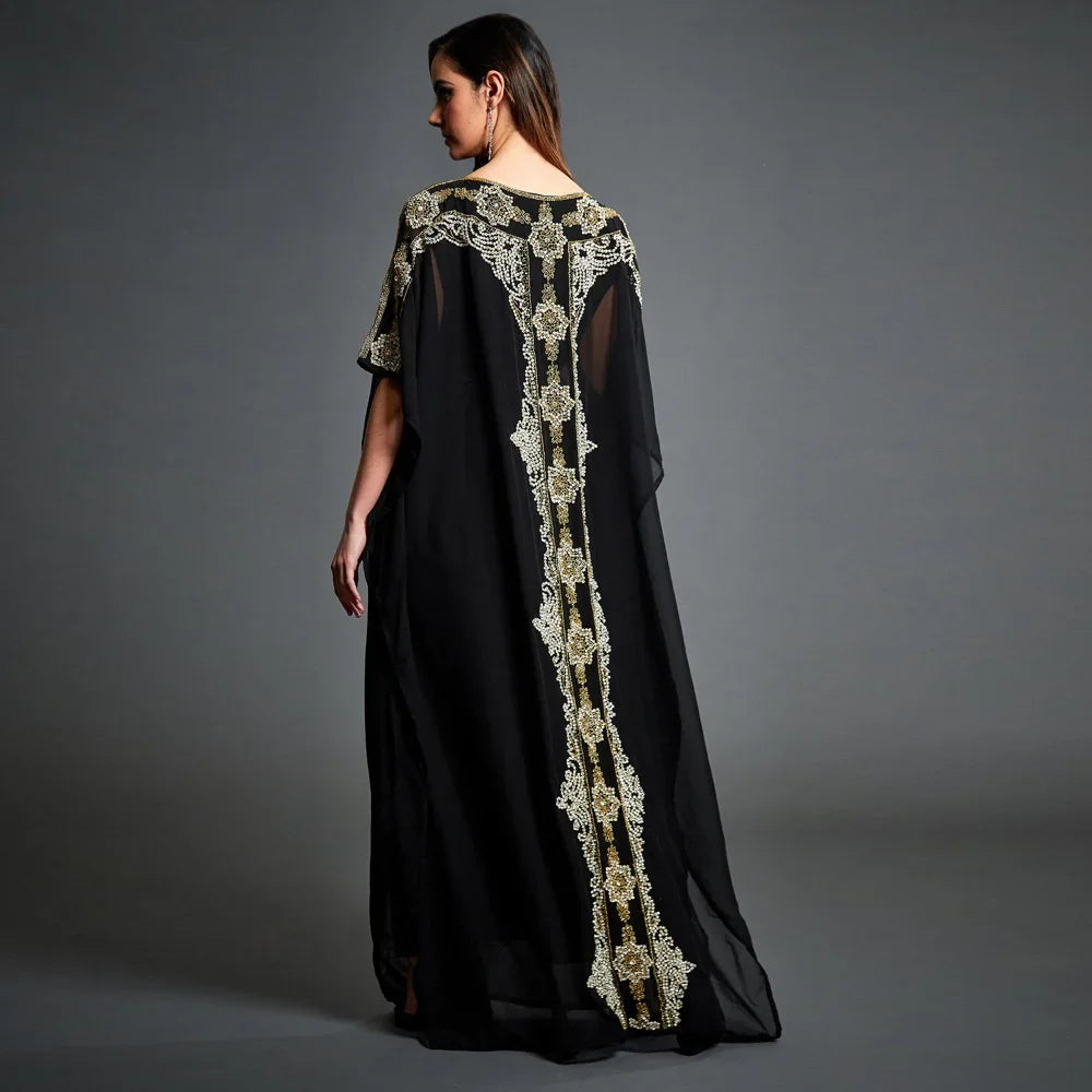 Quality MooMoo Clothing for Women | Robes Summer Dress Elegant Long Black Kaftan| MooMoo Dress